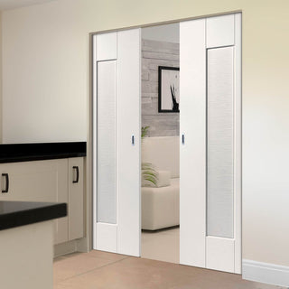 Image: Axis Ripple Absolute Evokit Double Pocket Doors - White Primed
