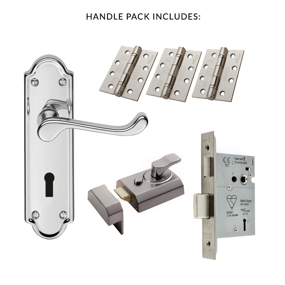 External DL17 Ashtead Suite Lever Front Door Handle Pack - Chrome Finish