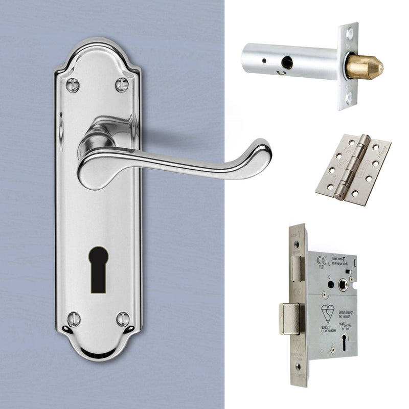 External DL17 Ashtead Suite Lever Back Door Handle Pack - Chrome Finish