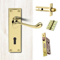 External DL54 Victorian Scroll Lever Back Door Handle Pack - Brass Finish