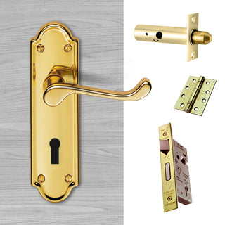 Image: External DL17 Ashtead Suite Lever Back Door Handle Pack - Brass Finish