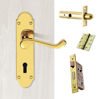 Image: External DL168 Oakley Suite Lever Back Door Handle Pack - Brass Finish