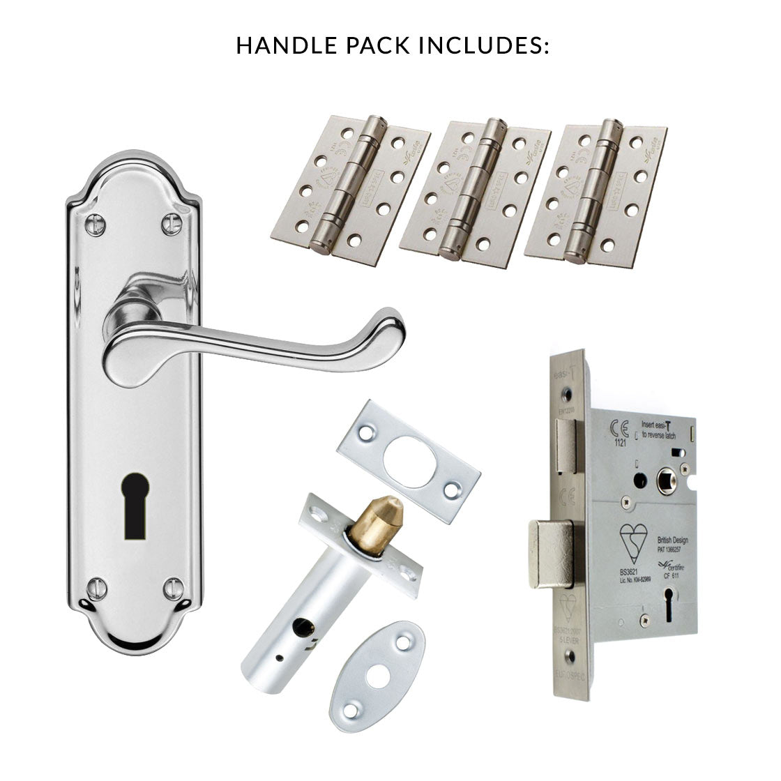 External DL17 Ashtead Suite Lever Back Door Handle Pack - Chrome Finish