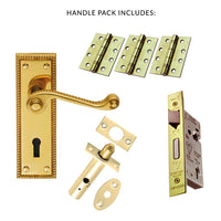 External FG1 Georgian Suite Lever Back Door Handle Pack - Brass Finish