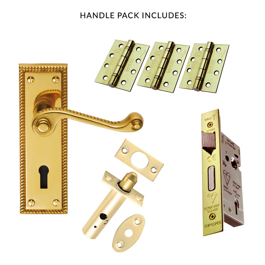 External FG1 Georgian Suite Lever Back Door Handle Pack - Brass Finish