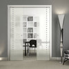 Balerno 8mm Obscure Glass - Obscure Printed Design - Double Evokit Pocket Door