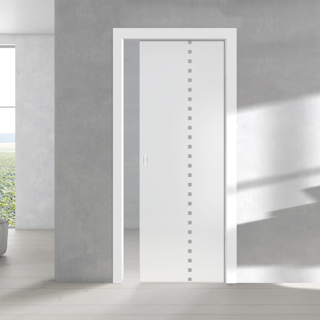 Balerno 8mm Obscure Glass - Obscure Printed Design - Single Evokit Glass Pocket Door