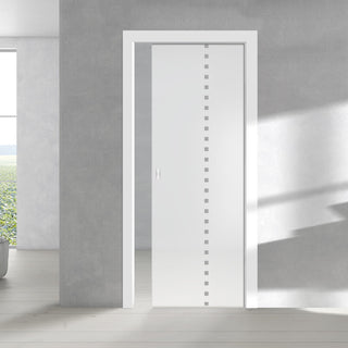 Image: Balerno 8mm Obscure Glass - Obscure Printed Design - Single Evokit Glass Pocket Door