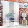 Balerno 8mm Obscure Glass - Clear Printed Design - Double Absolute Pocket Door