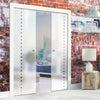 Balerno 8mm Obscure Glass - Clear Printed Design - Double Evokit Pocket Door
