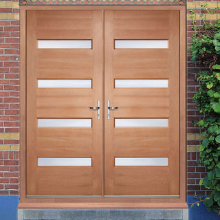 Image: Balham Hardwood Double Door and Frame Set - Frosted Toughened Double Glazing, From LPD Joinery