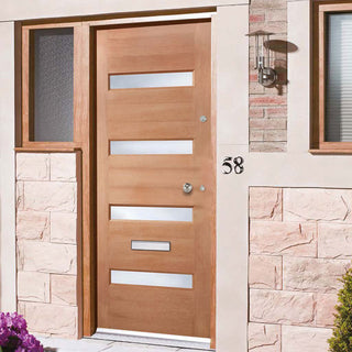 Image: Balham Hardwood Door - Frosted Toughened Double Glazing