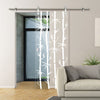 Single Glass Sliding Door - Solaris Tubular Stainless Steel Sliding Track & Bamboo 8mm Clear Glass - Obscure Printed Design