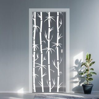Image: Bamboo 8mm Clear Glass - Obscure Printed Design - Single Evokit Glass Pocket Door