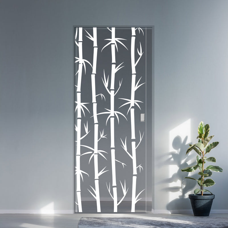 Bamboo 8mm Clear Glass - Obscure Printed Design - Single Absolute Pocket Door
