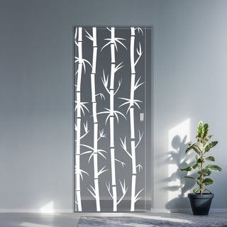 Image: Bamboo 8mm Clear Glass - Obscure Printed Design - Single Absolute Pocket Door