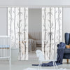 Double Glass Sliding Door - Bamboo 8mm Obscure Glass - Clear Printed Design with Elegant Track