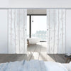 Double Glass Sliding Door - Bamboo 8mm Obscure Glass - Obscure Printed Design with Elegant Track