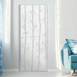 Image: Bamboo 8mm Obscure Glass - Obscure Printed Design - Single Absolute Pocket Door