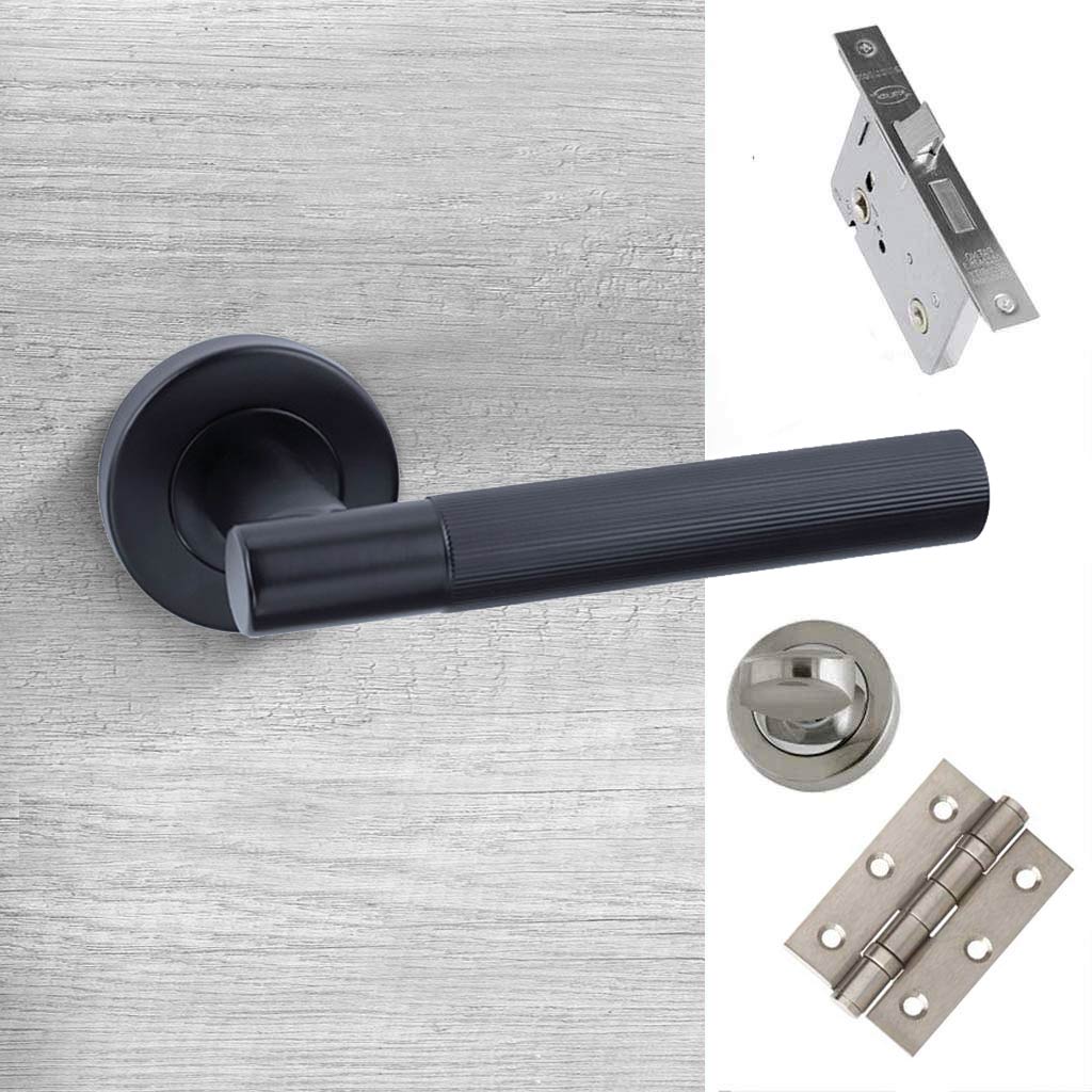 Geneva Matt Black Bathroom Handle Pack