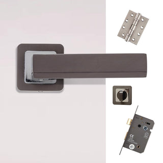 Image: Invictus Premium Bathroom Door Handle Pack - Matt Satin Black