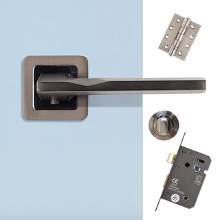 Image: Hadrian Premium Bathroom Door Handle Pack - Matt Satin Black