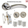 Monaco Mediterranean Bathroom Lever On Rose - Satin Nickel - Polished Chrome Handle Pack