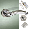 Monaco Mediterranean Bathroom Lever On Rose - Satin Nickel - Polished Chrome Handle Pack