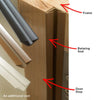 A picture of fire door batwing seals in black, brown and white