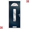 Cottage Style Belize 2 Composite Front Door Set with Flair Glass - Shown in Blue
