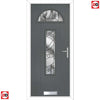 Cottage Style Belize 2 Composite Front Door Set with Abstract Glass - Shown in Mouse Grey