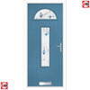 Cottage Style Belize 2 Composite Front Door Set with Murano Blue Glass - Shown in Pastel Blue
