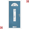 Cottage Style Belize 2 Composite Front Door Set with Murano Blue Glass - Shown in Pastel Blue