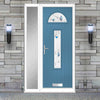 Cottage Style Belize 2 Composite Front Door Set with Single Side Screen - Murano Blue Glass - Shown in Pastel Blue