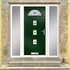Cottage Style Belize 4 Composite Front Door Set with Double Side Screen - Polar Black Glass - Shown in Green