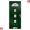 Cottage Style Belize 4 Composite Front Door Set with Polar Black Glass - Shown in Green