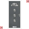 Cottage Style Belize 4 Composite Front Door Set with Abstract Glass - Shown in Mouse Grey
