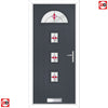 Cottage Style Belize 4 Composite Front Door Set with Laptev Red Glass - Shown in Slate Grey