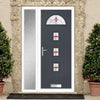 Cottage Style Belize 4 Composite Front Door Set with Single Side Screen - Laptev Red Glass - Shown in Slate Grey