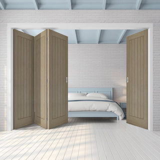 Image: Four Folding Doors & Frame Kit - Belize Light Grey 3+1 - Prefinished