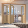 Four Folding Doors & Frame Kit - Belize Oak 3+1 - Silkscreen Etched Glass - Prefinished