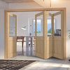 Four Folding Doors & Frame Kit - Belize Oak 3+1 - Silkscreen Etched Glass - Prefinished
