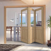 Three Folding Doors & Frame Kit - Belize Oak 3+0 - Silkscreen Etched Glass - Prefinished