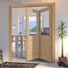 Two Folding Doors & Frame Kit - Belize Oak 2+0 - Silkscreen Etched Glass - Prefinished