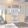 Double Sliding Door & Wall Track - Belize Oak Door - Silkscreen Etched Glass - Prefinished
