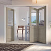 Three Folding Doors & Frame Kit - Belize Light Grey 2+1  - Clear Glass Frosted Lines - Prefinished