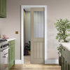 Belize Light Grey Single Evokit Pocket Door  - Clear Glass Frosted Lines - Prefinished