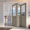 Three Folding Doors & Frame Kit - Belize Light Grey 3+0  - Clear Glass Frosted Lines - Prefinished