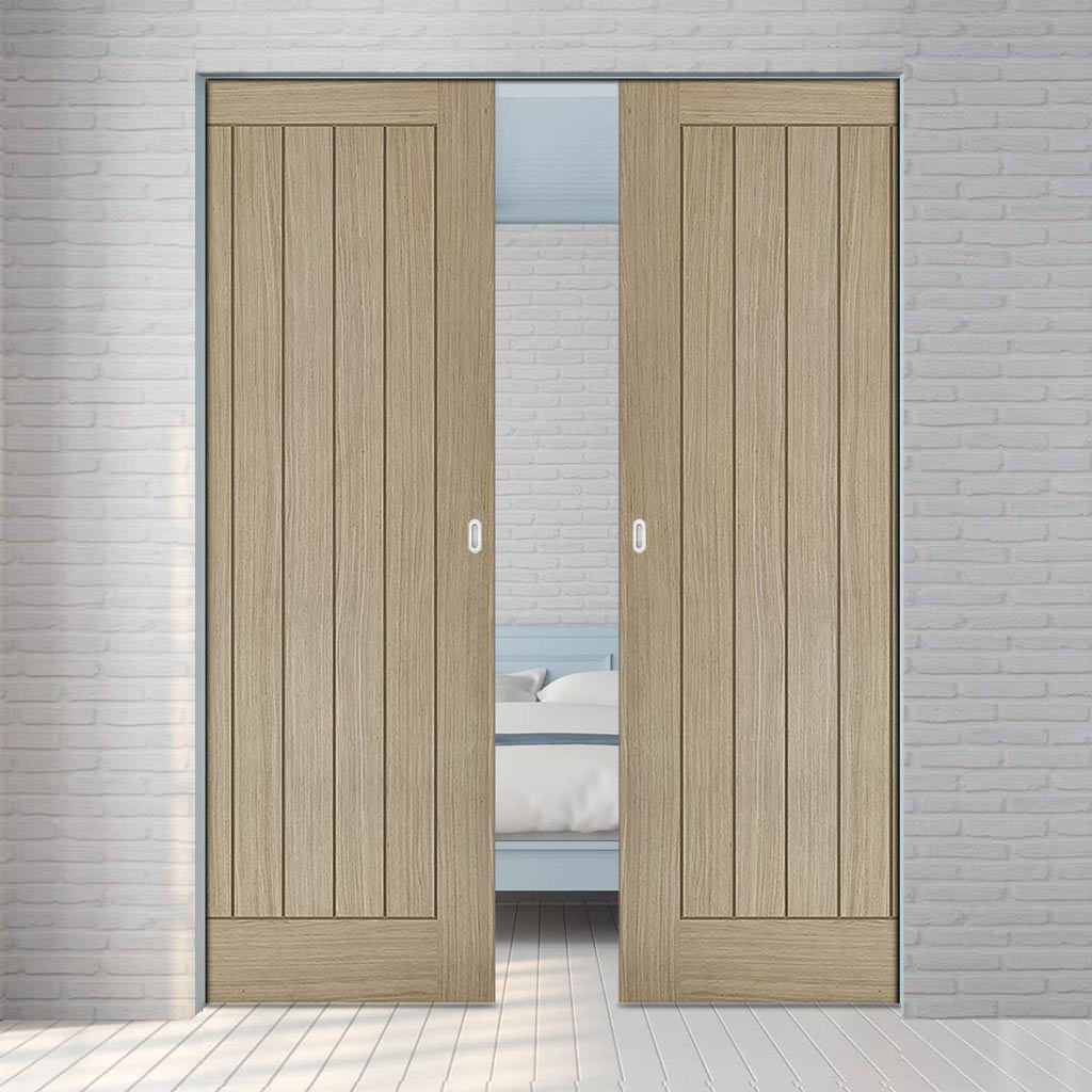 Belize Light Grey Absolute Evokit Double Pocket Door - Prefinished