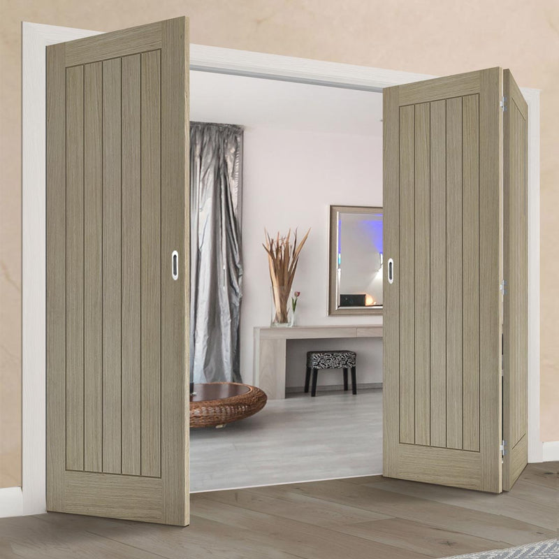 Three Folding Doors & Frame Kit - Belize Light Grey 2+1 - Prefinished